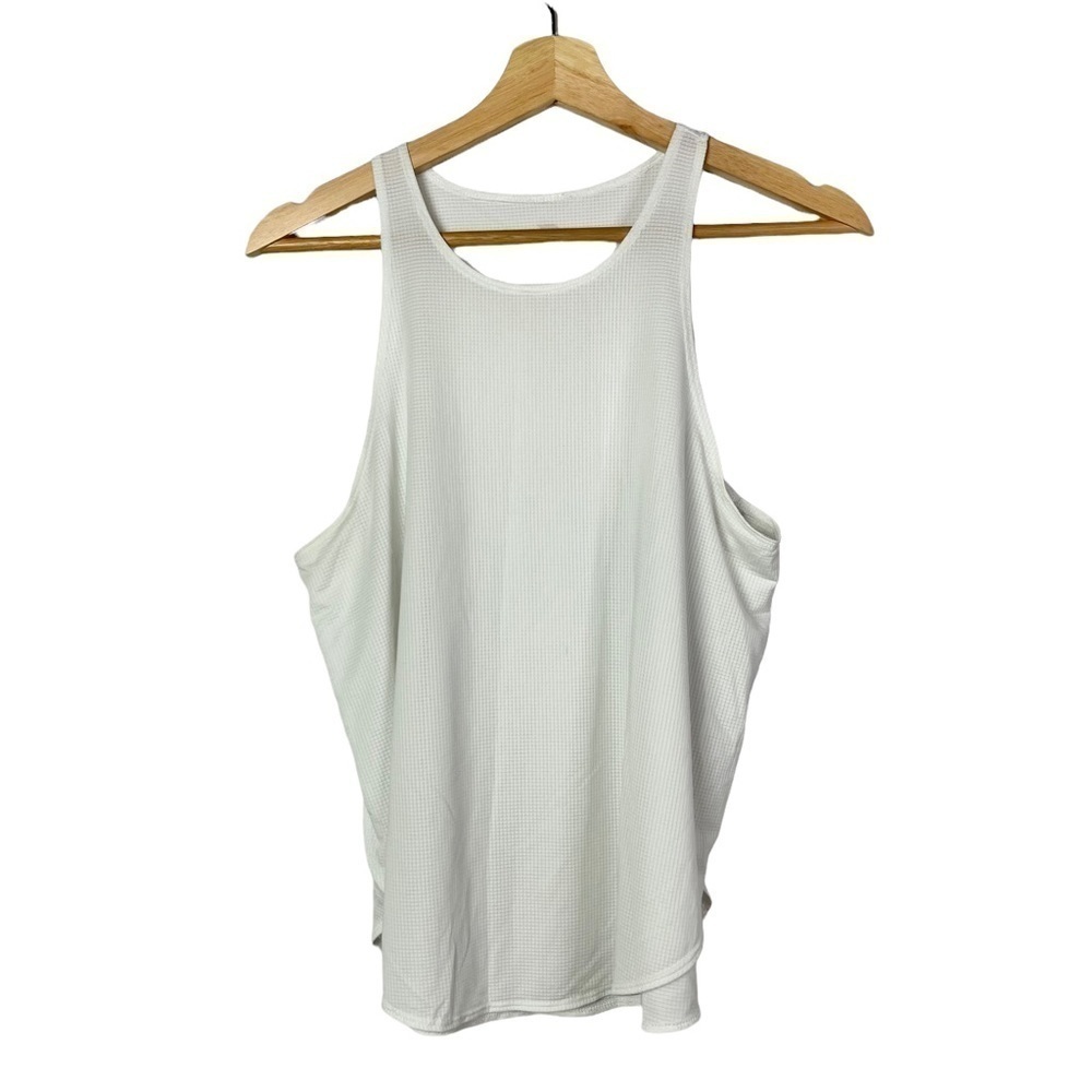Fabletics White High Round Neck Muscle Tank Top S